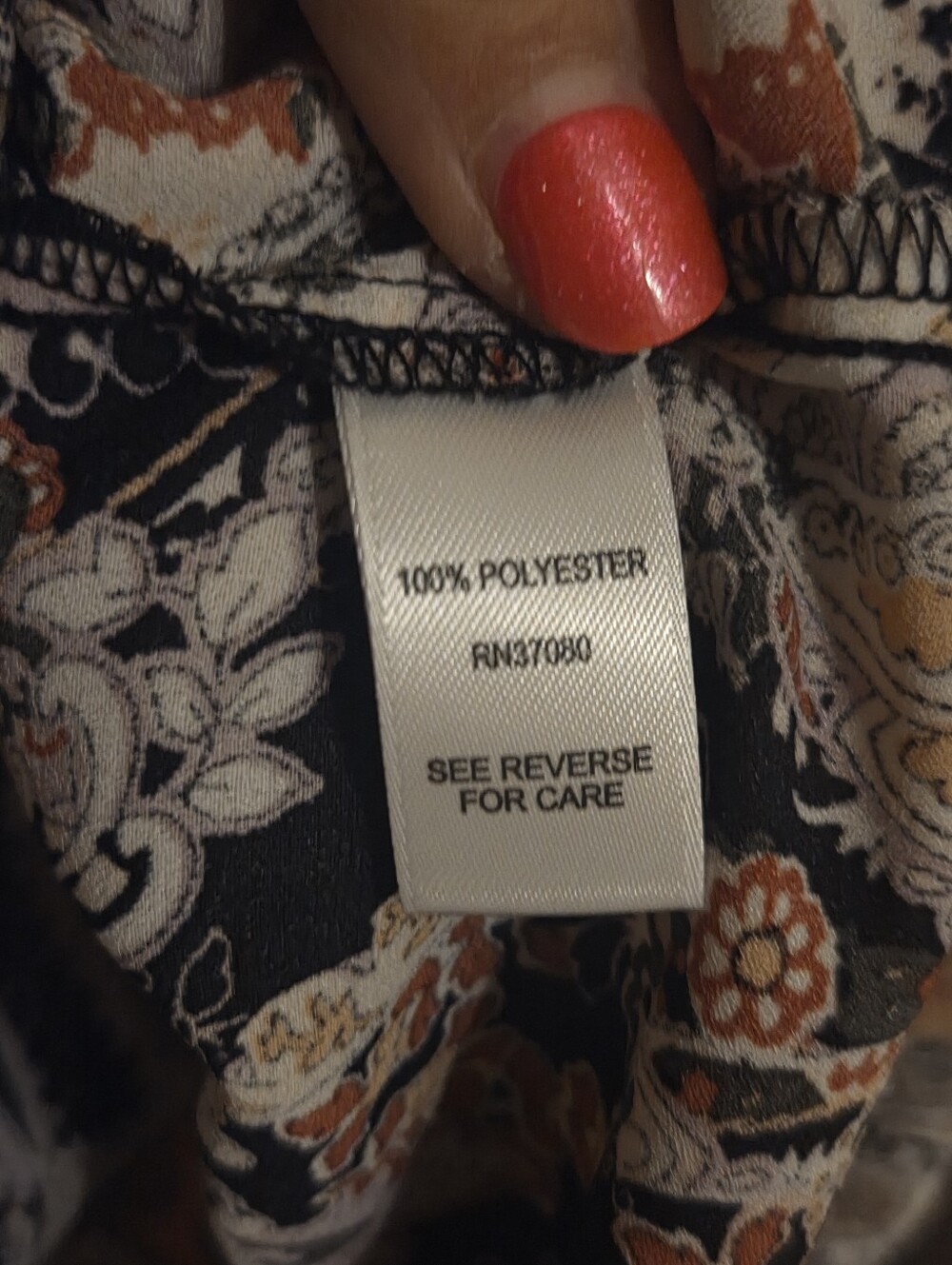 Paisley Print Bell-Sleeve Blouse - Black & Rust - Picture 2 of 6